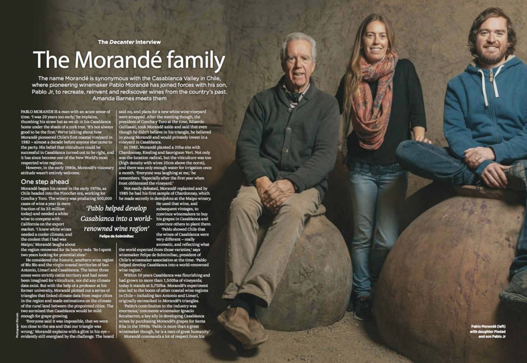 Amanda Barnes, Chilean wine journalist, interviews Pablo Morande father and Pablo Morande son (Jr)